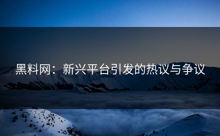 黑料网：新兴平台引发的热议与争议  第1张