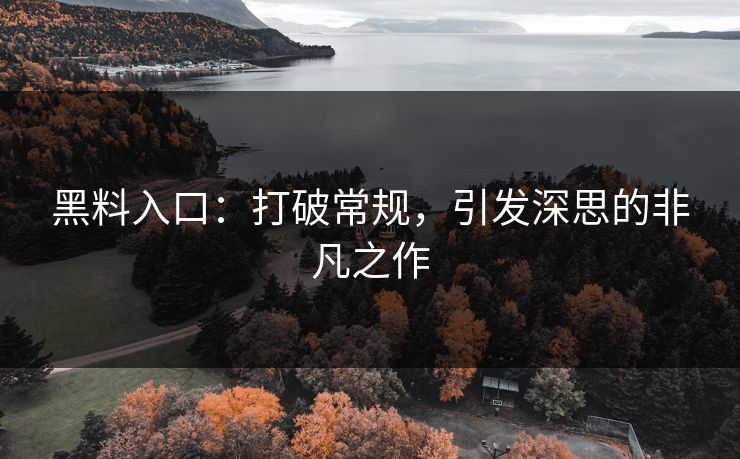 黑料入口：打破常规，引发深思的非凡之作  第1张