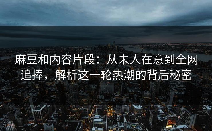 麻豆和内容片段：从未人在意到全网追捧，解析这一轮热潮的背后秘密  第1张