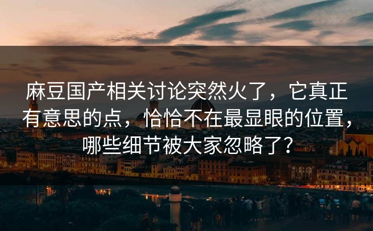 麻豆国产相关讨论突然火了，它真正有意思的点，恰恰不在最显眼的位置，哪些细节被大家忽略了？  第1张