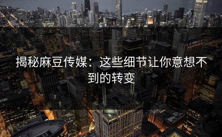 揭秘麻豆传媒：这些细节让你意想不到的转变  第1张