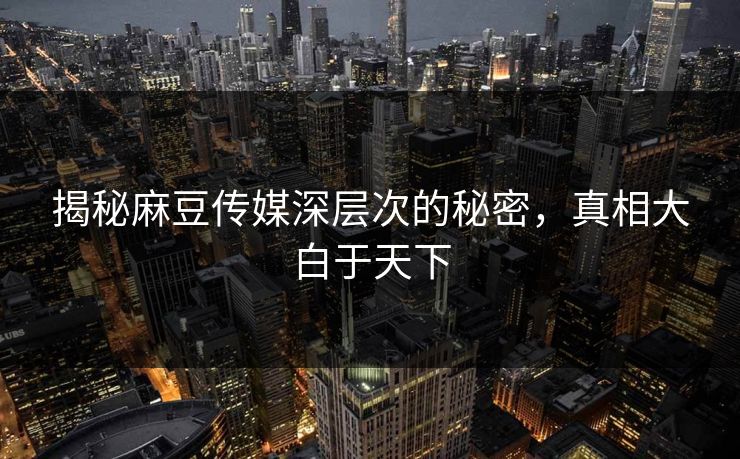 揭秘麻豆传媒深层次的秘密，真相大白于天下  第1张