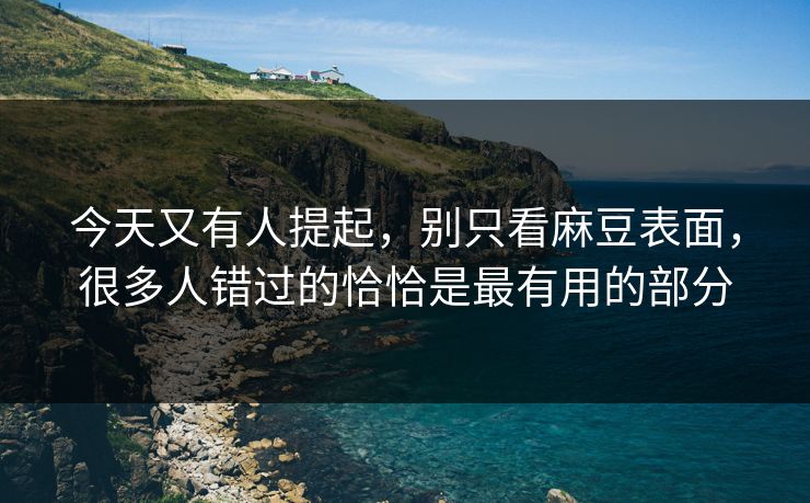 今天又有人提起，别只看麻豆表面，很多人错过的恰恰是最有用的部分  第1张