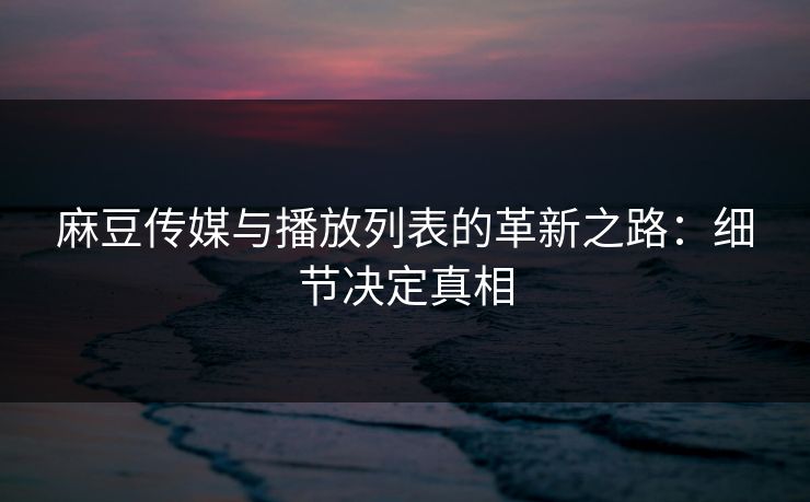 麻豆传媒与播放列表的革新之路：细节决定真相  第1张