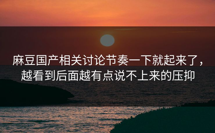 麻豆国产相关讨论节奏一下就起来了,越看到后面越有点说不上来的压抑 第1张 麻豆国产相关讨论节奏一下就起来了,越看到后面越有点说不上来的压抑 第1张